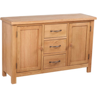 vidaXL Sideboard with 3 Drawers 110x33.5x70 cm Solid Oak Wood