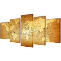 Canvas Wall Print Set World Map 200 x 100 cm