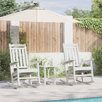 vidaXL Rocking Chair 3 pcs White Polyethylene