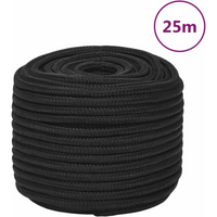 vidaXL Boat Rope Full Black 14 mm 25 m Polypropylene