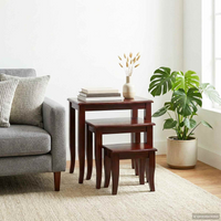 vidaXL Nesting Side Tables 3 pcs Brown Solid Mahogany Wood