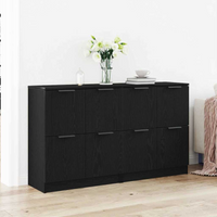 vidaXL Sideboard 2 pcs Black Oak 60 x 30 x 70 cm Engineered Wood