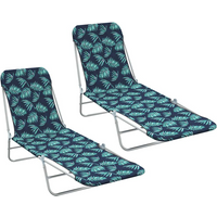 vidaXL Folding Sun Loungers 2 pcs Steel and Fabric Leaf Pattern