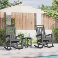 vidaXL Rocking Chair 3 pcs Light Grey Polyethylene