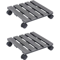 vidaXL Plant Trolleys 2 pcs Grey 30x30x7.5 cm WPC