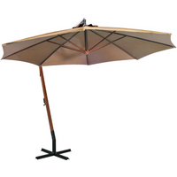 vidaXL Hanging Garden Parasol with Pole Taupe 3.5x2.9 m Solid Fir Wood