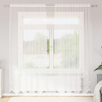 vidaXL Lace Curtain with Curtains Floral White 220x150cm Polyester