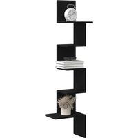 vidaXL Wall Corner Shelf Black 32x32x127,5 cm Engineered Wood