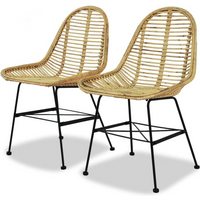 vidaXL Dining Chairs 2 pcs Natural Rattan