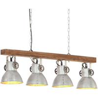vidaXL Industrial Ceiling Lamp Silver E27 Mango Wood