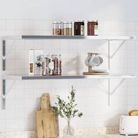vidaXL Shelf Brackets 4 pcs 40x2.5x25 cm Silver Stainless Steel