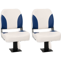 vidaXL Foldable Boat Seat 2 Set Blue and White 41x36x48 cm