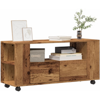 vidaXL TV Cabinet with Wheels Old Wood 102x34.5x43 cm Engineered Wood