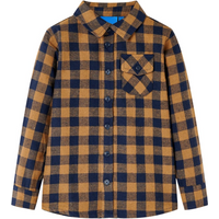 Kids' Plaid Shirt Cognac and Blue 116