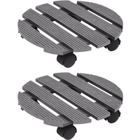 vidaXL Plant Trolleys 2 pcs Grey Ø30x7.5 cm WPC