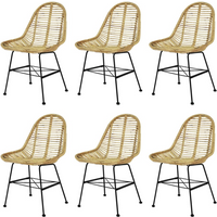 vidaXL Dining Chairs 6 pcs Natural Rattan