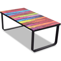vidaXL Coffee Table with Rainbow Printing Glass Top