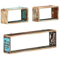 vidaXL 3 Piece Wall Cube Shelf Set Soild Reclaimed Wood