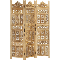 vidaXL Hand carved 3-Panel Room Divider 120x165 cm Solid Mango Wood