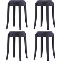 vidaXL Stackable Stools 4 pcs Black Plastic
