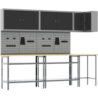 vidaXL Work Cabinet Set with Shelf with Storage 10 pcs Black and Grey