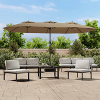 vidaXL Double-Head Parasol Taupe 449x265 cm