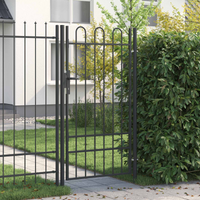 vidaXL Fence Gate with Lock Grey 103 x 225 cm Powder-Coated Steel