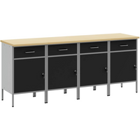 vidaXL Work Cabinet with Drawer 4 pcs Black and Grey 200 x 55 x 85 cm