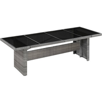 vidaXL Garden Table 240x90x74 cm Poly Rattan and Glass