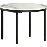vidaXL Coffee Table White and Black Ø50 cm Real Solid Marble