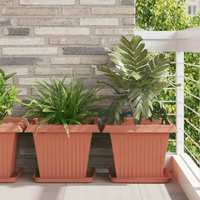 vidaXL Square Flower Pot 6 pcs Brick Red 43 x 43 x 33.5 cm Plastic