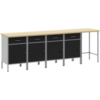 vidaXL Work Cabinet Set with Drawer with Storage 5 pcs Black and Grey
