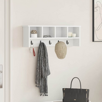 vidaXL Wall-Mounted Coat Rack White 75 x 16 x 26 cm Engineered wood