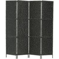vidaXL 4-Panel Room Divider Black 154x160 cm Water Hyacinth