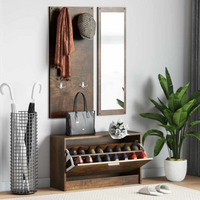 vidaXL 3-in-1 Shoe Cabinet Set Smoked Oak Engineered Wood