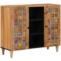 vidaXL Sideboard with Shelf Natural 90 x 33.5 x 75 cm Solid Mango Wood