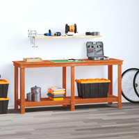 vidaXL Work Bench Wax Brown 180 x 50 x 80 cm Solid Pine Wood