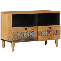 vidaXL TV Cabinet with Drawer Natural 70 x 33 x 46 cm Solid Mango Wood
