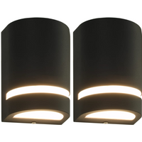 vidaXL Outdoor Wall Lights 2 pcs 35 W Black Half-round