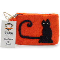Natural Felt Zipper Pouch (asst) - Cat Face