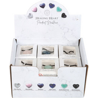 Set of 24 Healing Heart Crystal Necklaces in Display