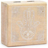 Small Square Box 10x10x4.2cm - Hamsa Whitewash