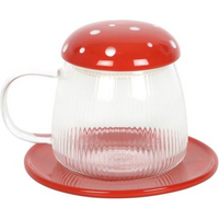 Glass Mushroom Mug and Saucer