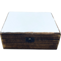 Large Ceramic Glazed Wood Box - 20x15x7.5cm - White