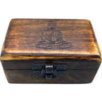 Wooden Pill Box 9x5x4cm - Carved Designs - Assorted