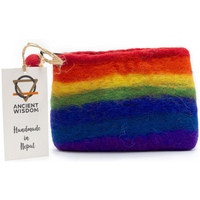 Natural Felt Zipper Pouch (asst) - Rainbow