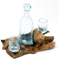 Molten Glass on Wood- Whisky Set