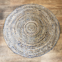Round Jute and Recycle Denim Rug