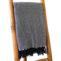 Boho Comfort Throws - 125x150cm - Navy Zigzag