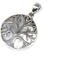 Tree of Life Silver Pendant 22mm - Mother of Pearl